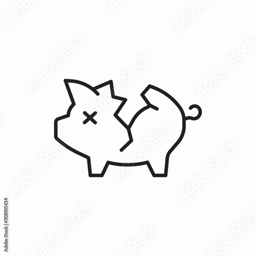 broken piggy bank icon sign vector