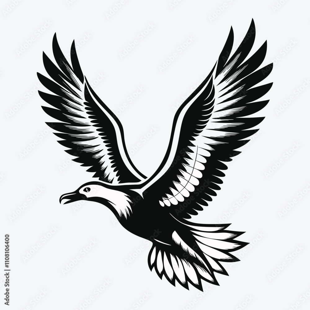 Fototapeta premium Albatross vector White background illustration Generative Ai