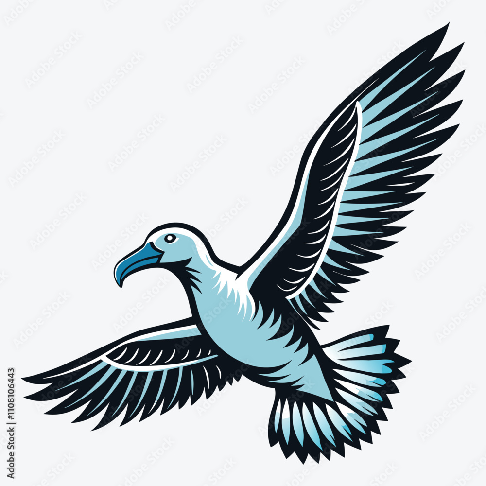 Fototapeta premium Albatross vector White background illustration Generative Ai