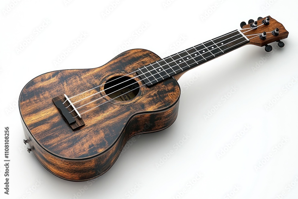 Fototapeta premium Dark wood ukulele isolated on white background.