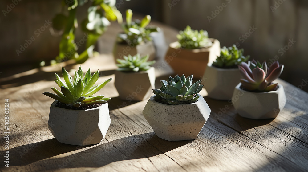 Fototapeta premium succulents in modern pots, perfect for enhancing indoor gardening decor