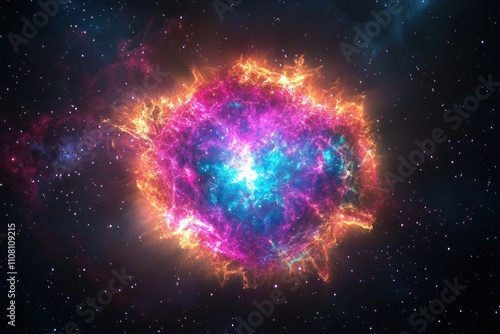 Vibrant Nebula Cosmic Explosion Stellar Energy Display