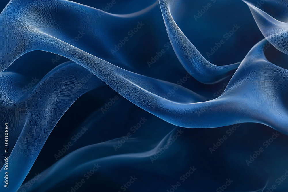 Obraz premium Abstract Blue Flowing Lines and Soft Curves with Fluid Motion and Seamless Gradient Background