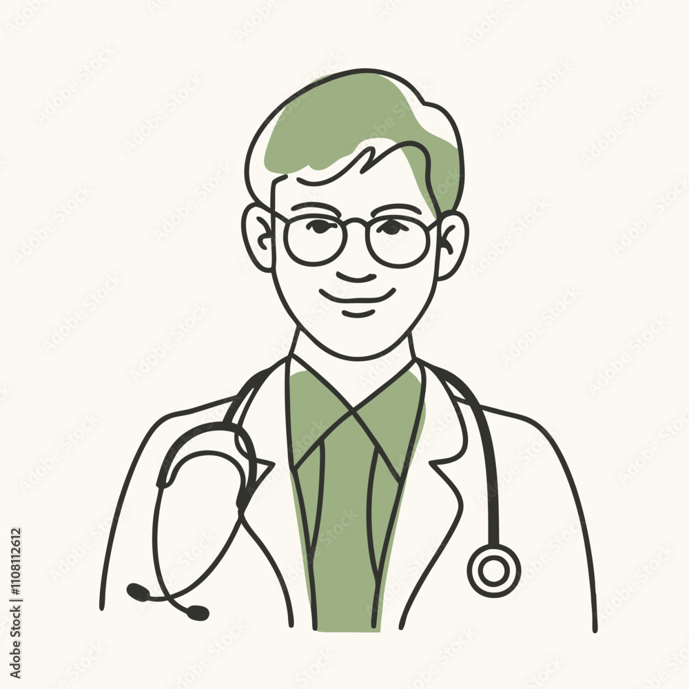 Fototapeta premium a line drawing of a doctor or a medical professional.