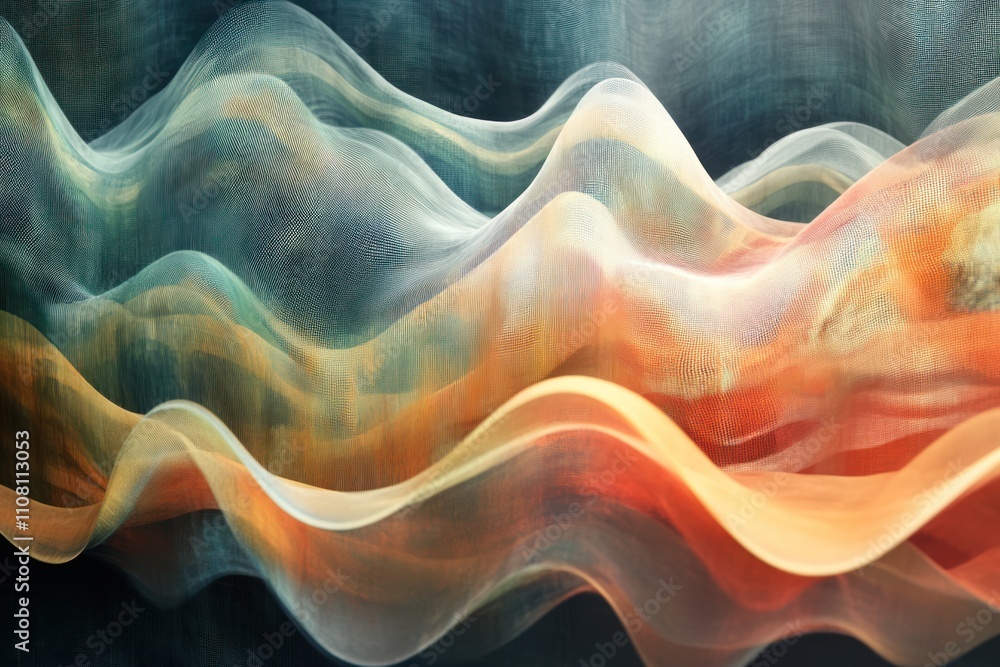 Obraz premium Abstract Wavy Translucent Fabric Texture Design