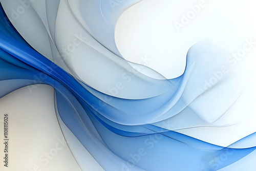 Abstract Blue Flowing Lines and Soft Curves with Fluid Motion and Seamless Gradient Background