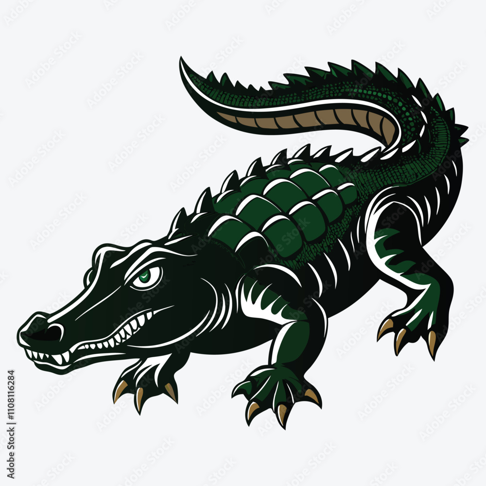 Fototapeta premium Alligator vector White background illustration Generative Ai
