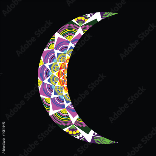 Moon Shape Multicolored Unique Mandala Design