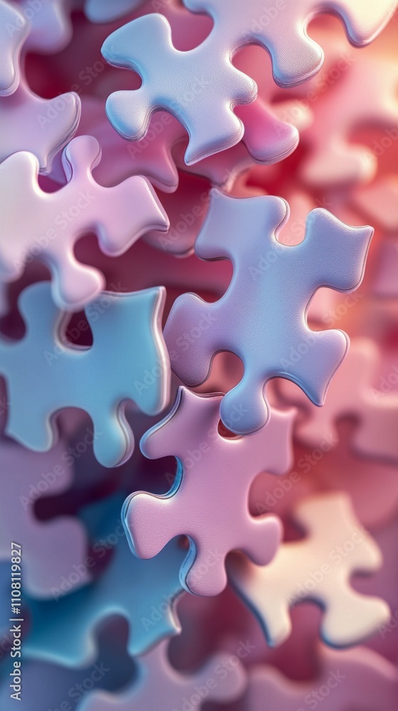 Colorful puzzle pieces scattered on a bright surface create a playful atmosphere Colorful puzzle pieces scattered on a bright surface create a playful atmosphere