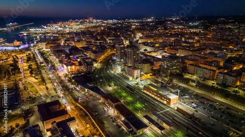Wallpaper Mural Small Italian town seen from above, sea and cars. Civitavecchia Torontodigital.ca