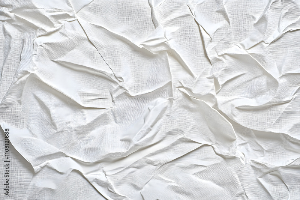 Obraz premium white crumpled and creased glued wrinkled paper poster texture background