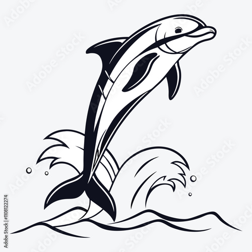 Amazon Dolphin Silhouette White background illustration Generative Ai