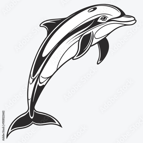 Amazon Dolphin Silhouette White background illustration Generative Ai