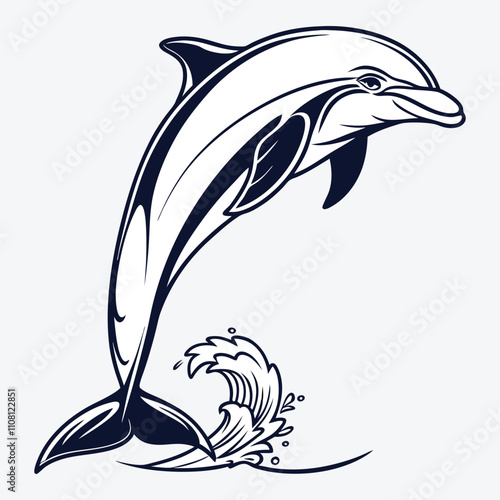 Amazon Dolphin Silhouette White background illustration Generative Ai