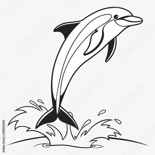 Amazon Dolphin Silhouette White background illustration Generative Ai