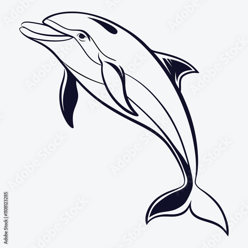 Amazon Dolphin Silhouette White background illustration Generative Ai