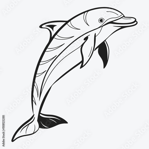 Amazon Dolphin Silhouette White background illustration Generative Ai