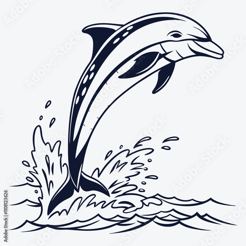 Amazon Dolphin Silhouette White background illustration Generative Ai