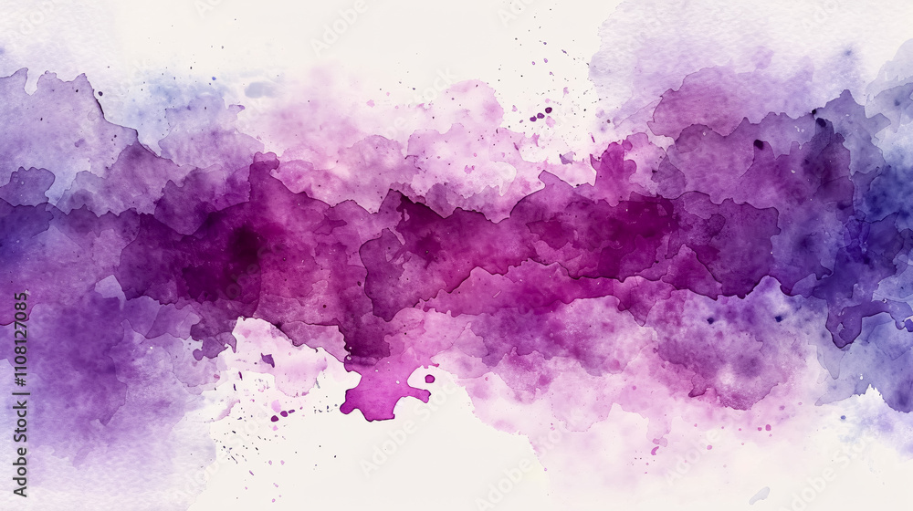 Obraz premium Abstract Purple Watercolor Splash Background Texture Design: Purple watercolor splash background.