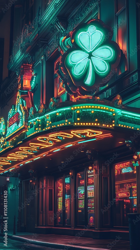 Obraz premium Beautiful casino lights glowing bright urban evening atmosphere photos