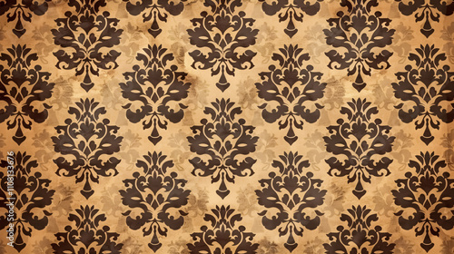 Abstract Vintage Pattern Background Wallpaper Seamless Texture Brown Tone: Seamless vintage pattern with a brown tone.