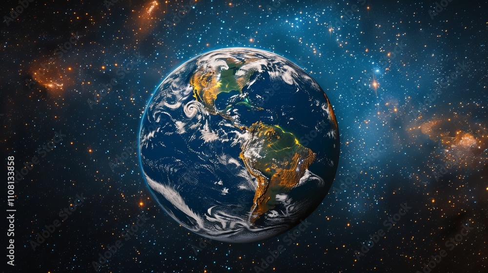 Fototapeta premium Planet earth amidst technological networks, global data, and communication in cyberspace