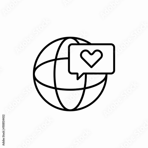 globe like heart icon sign vector