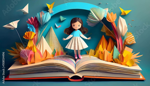 Child Running on a Book: Inspiring Children to Read