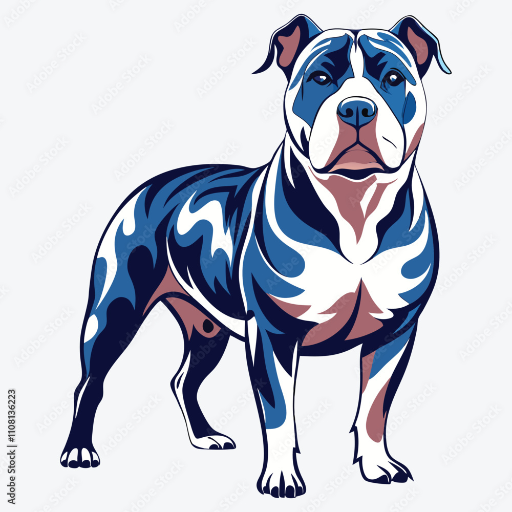 American Bulldog vector White background illustration Generative Ai American Bulldog vector White background illustration Generative Ai