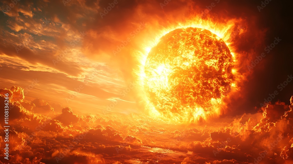 Obraz premium Fiery Cosmic Energy Surges with Plasma Lightning and Electric Explosions in Space