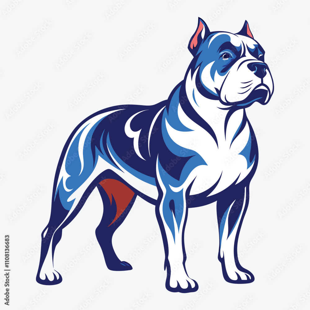 Fototapeta premium American Bulldog vector White background illustration Generative Ai
