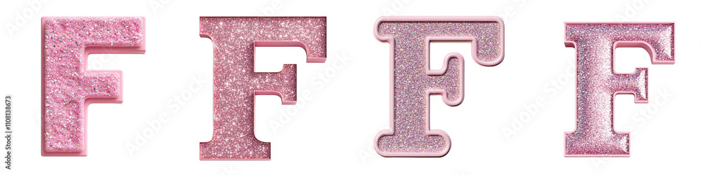 Alphabet F, made with pink pastel color with glitter, Logo design, letter, isolated on a transparent background Alphabet F, made with pink pastel color with glitter, Logo design, letter, isolated on a transparent background