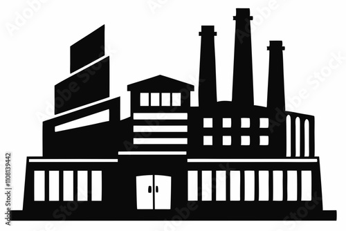 factory line art silhouette vector illustration