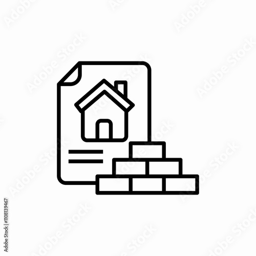 construction plan bricks icon sign vector