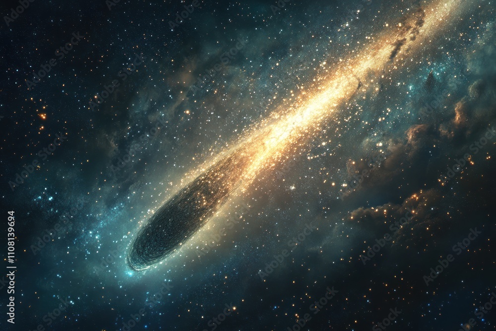Fototapeta premium Comet Traversing A Celestial Nebula In Space