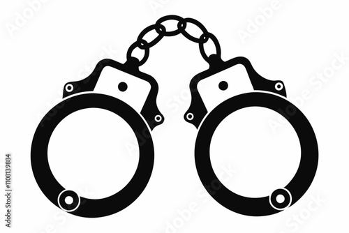 handcuff line art silhouette vector illustration