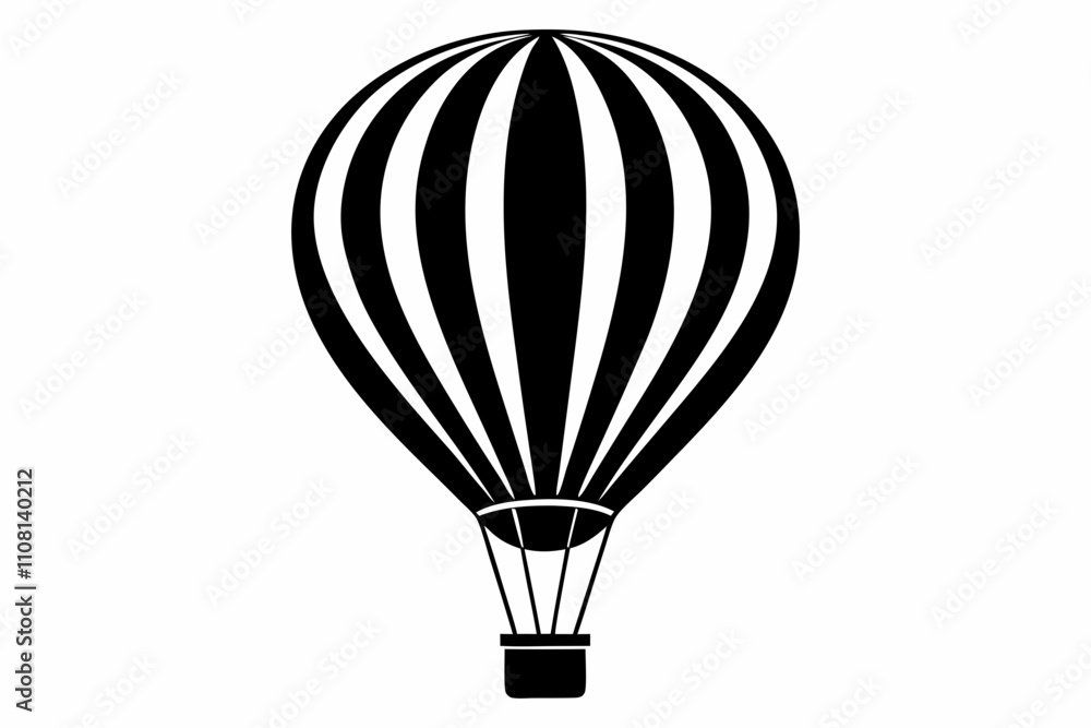 Naklejka premium hot air balloon line art silhouette vector illustration