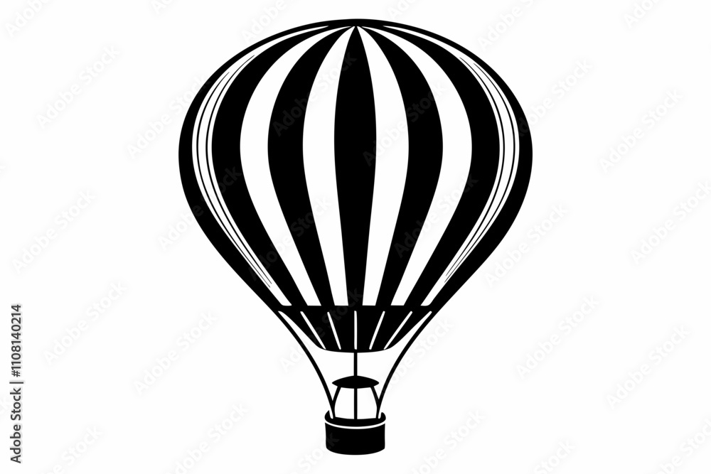 Naklejka premium hot air balloon line art silhouette vector illustration