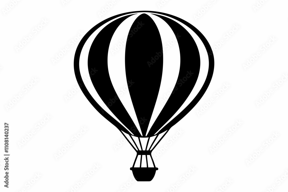 Fototapeta premium hot air balloon line art silhouette vector illustration