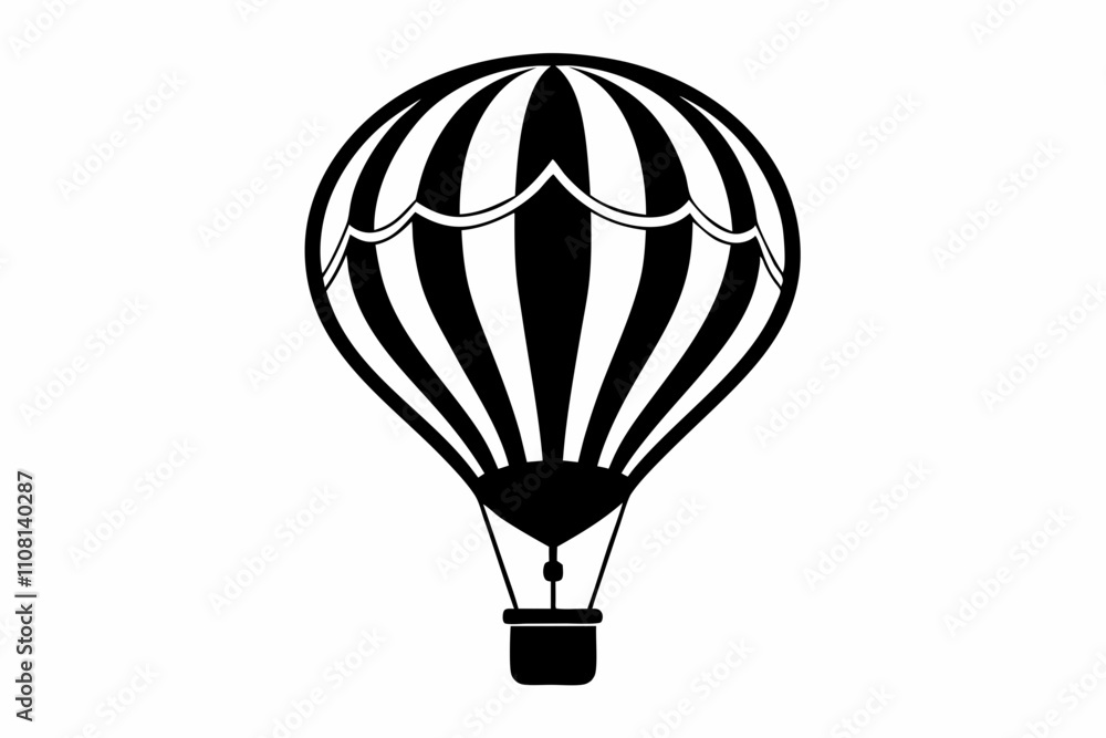 Naklejka premium hot air balloon line art silhouette vector illustration