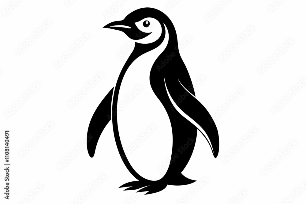 Obraz premium penguin line art silhouette vector illustration
