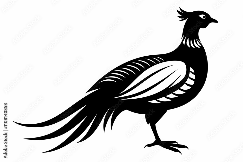 Fototapeta premium pheasant line art silhouette vector illustration