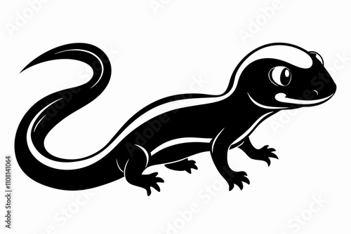 salamander line art silhouette vector illustration