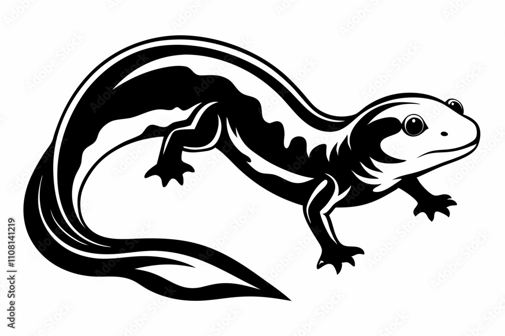 salamander line art silhouette vector illustration salamander line art silhouette vector illustration