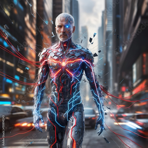 Photorealistic illustration of an android.  