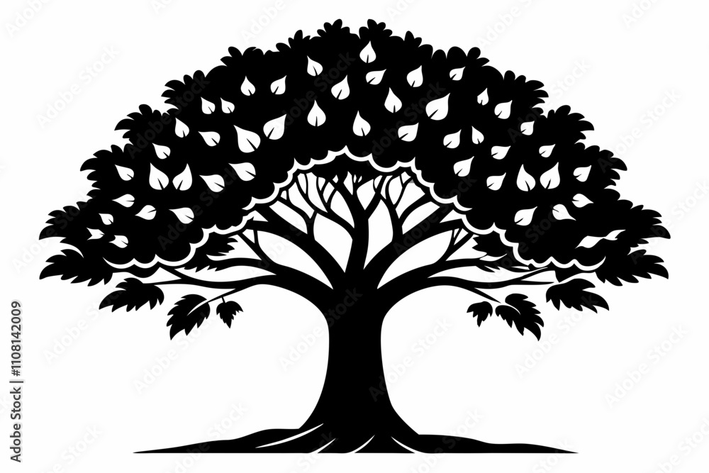 Obraz premium tree line art silhouette vector illustration