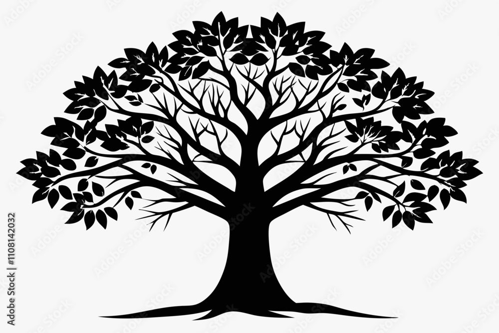 Obraz premium tree line art silhouette vector illustration