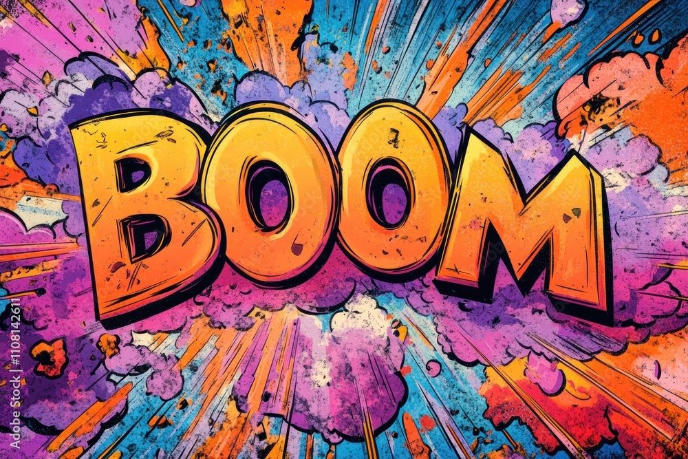 Obraz premium Colorful Comic Book Boom Explosion Graphic Art