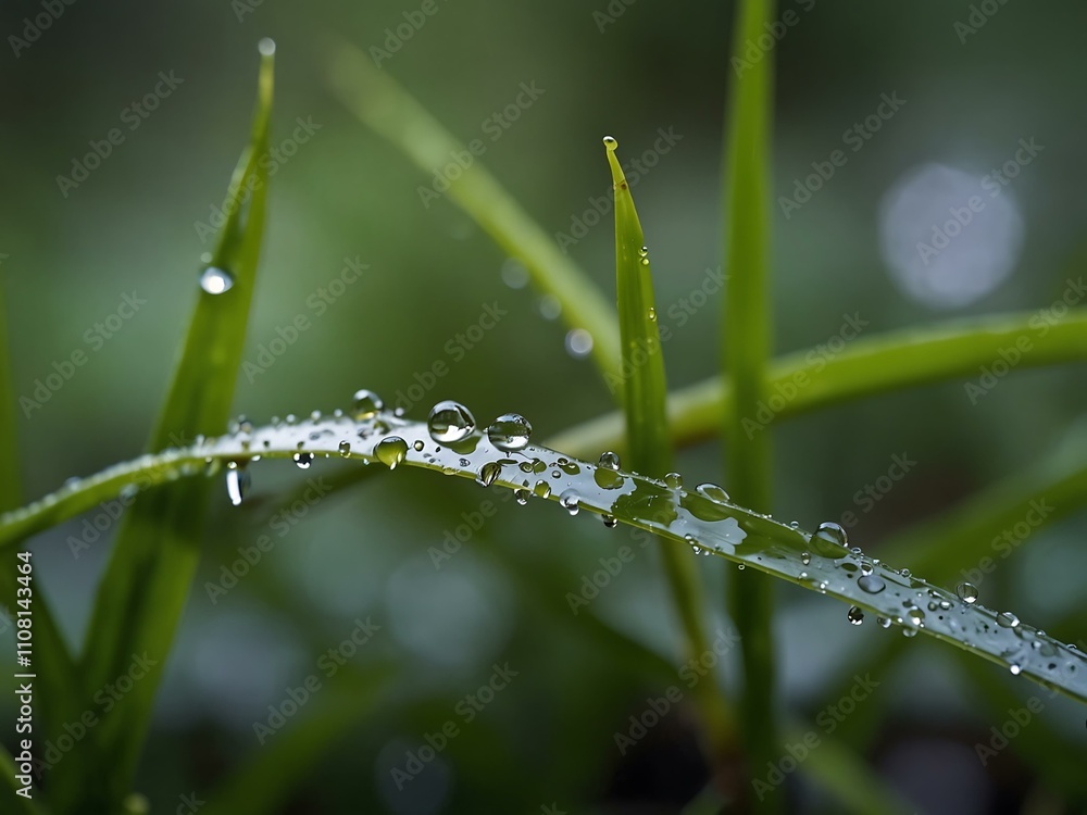 Raindrops on green grass in spring. Raindrops on green grass in spring.