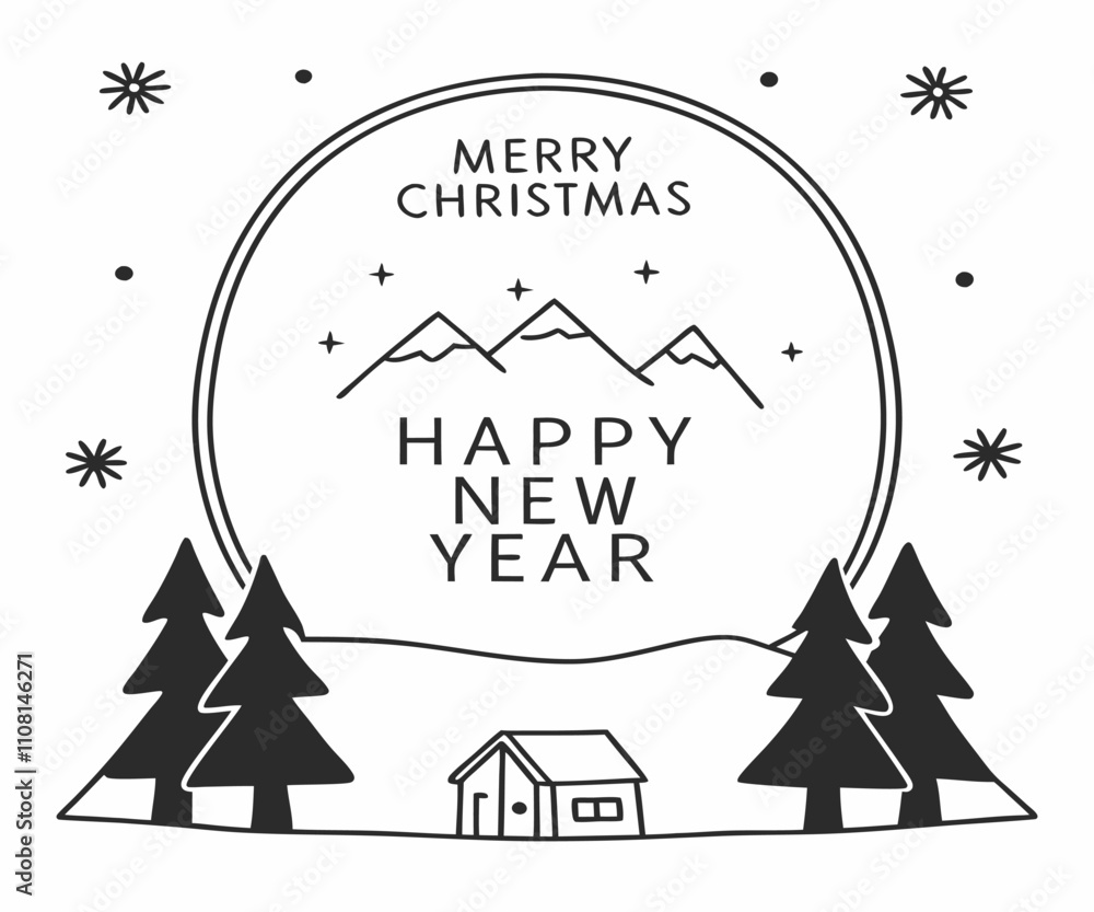 Fototapeta premium Merry Christmas and Happy New Year Greeting Cards. Vector illustration concepts for background, greeting card, party invitation card, website banner, social media banner, marketing material